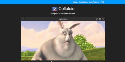 Screenshot Celluloid media player application webpage.
