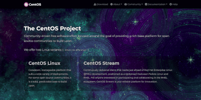 Screenshot The CentOS project operating system webpage.
