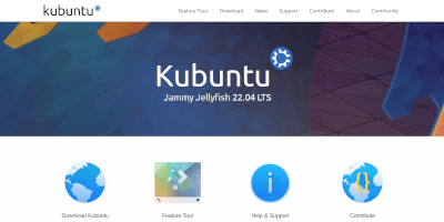 Screenshot Kubuntu operating system webpage.