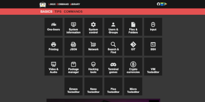 Screenshot Linuxcommandlibrary webpage.