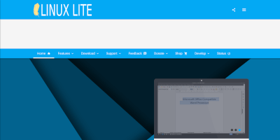Screenshot Linux Lite OS operating system webpage.