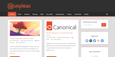 Screenshot Linux News webpage.