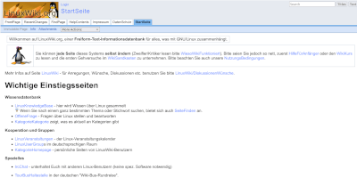 Screenshot LinuxWiki webpage.