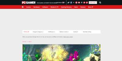 Screenshot PC Gamer webpage.