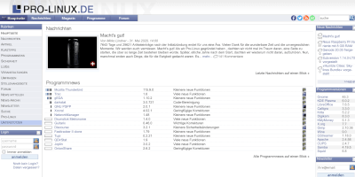 Screenshot Pro-Linux webpage.