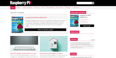 Screenshot Raspberry Pi Geek (German issue) webpage.