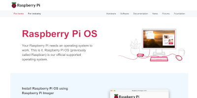 Screenshot Raspberry Pi operating system webpage.
