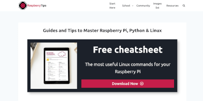 Screenshot RaspberryTips webpage.