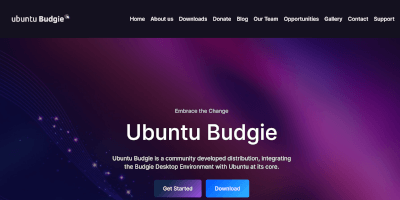 Screenshot ubuntu Budgie operating system webpage.