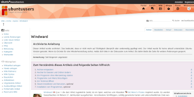 Screenshot Ubuntuusers webpage.