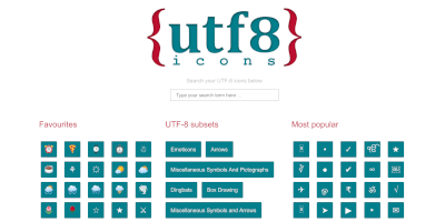 Screenshot utf8icons webpage.