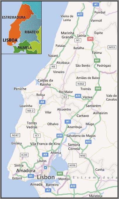 Portugal, Estremadura, map