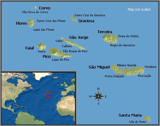 Map Azores islands
