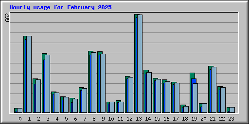 Hourly usage for February 2025